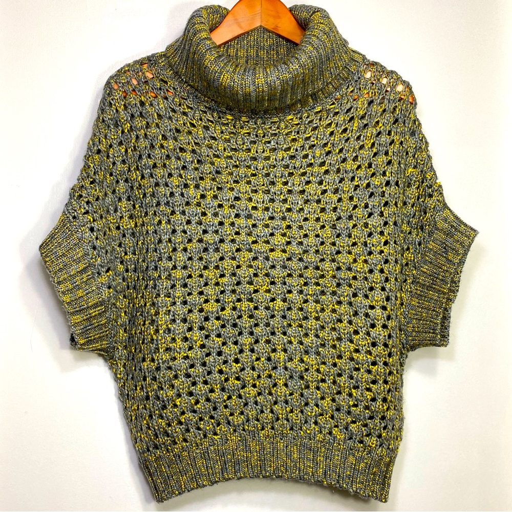 Anthropologie Hazel Knit Crochet Cowl Neck Batwing Sleeves Pullover Sweaters, L